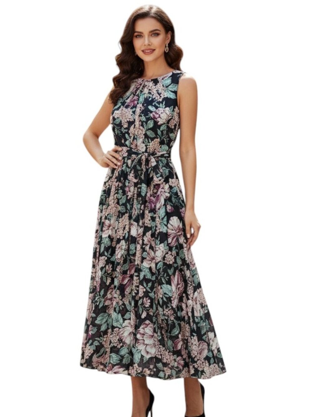 Alexa B Nites Floral A Line Maxi Dress Petite, 8P